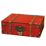 Vintage Wood Jewelry Storage Box with Lock