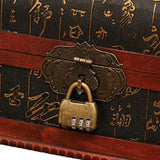 Vintage Wood Treasure Chest with Metal Necklace & Password Jewelry Pouch