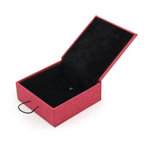 Wooden Buckle Linen Jewelry Box for Gift