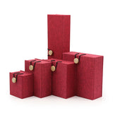 Wooden Buckle Linen Jewelry Box for Gift