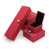Wooden Buckle Linen Jewelry Box for Gift