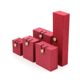 Wooden Buckle Linen Jewelry Box for Gift