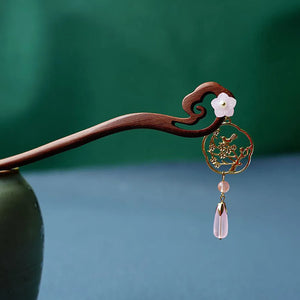 Wooden Chopsticks Style Hair Sticks Flower Headpiece