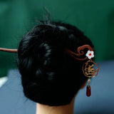 Wooden Chopsticks Style Hair Sticks Flower Headpiece