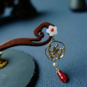 Wooden Chopsticks Style Hair Sticks Flower Headpiece