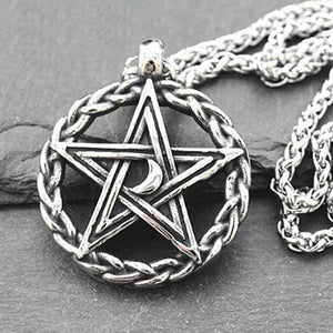 Retro Woven Moon Pentagram Pendant Men's Necklace