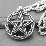 Retro Woven Moon Pentagram Pendant Necklace Men's Sweater Chain