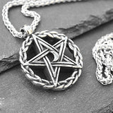 Retro Woven Moon Pentagram Pendant Necklace Men's Sweater Chain