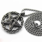 Retro Woven Moon Pentagram Pendant Necklace Men's Sweater Chain