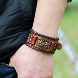 Retro Woven Punk Cowhide Bracelet Alloy Butterfly Men's Leather Bracelet