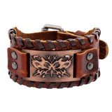 Retro Woven Punk Cowhide Bracelet Alloy Butterfly Men's Leather Bracelet