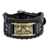 Retro Woven Punk Cowhide Bracelet Alloy Butterfly Men's Leather Bracelet
