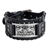 Retro Woven Punk Cowhide Bracelet Alloy Butterfly Men's Leather Bracelet
