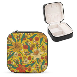 Floral Pattern Jewelry Storage Box Rotating Organizer