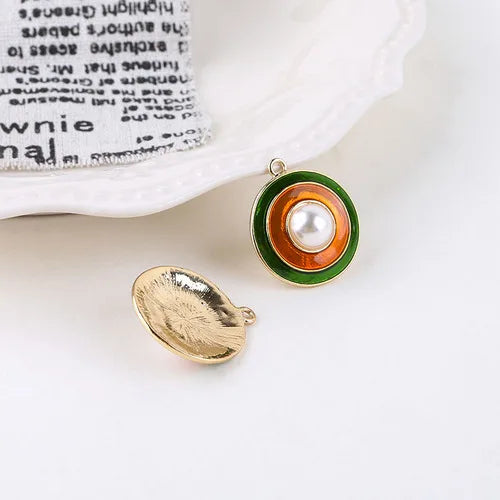 Retro Sun Pearl Round Pendant DIY Earrings Accessories