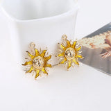 Retro Sun Pearl Round Pendant DIY Earrings Accessories