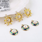 Retro Sun Pearl Round Pendant DIY Earrings Accessories
