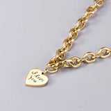 Retro Bee Letters Peach Heart Love Beads Necklace