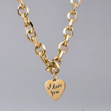 Retro Bee Letters Peach Heart Love Beads Necklace