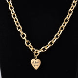 Retro Bee Letters Peach Heart Love Beads Necklace