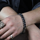 Men's Stainless Steel Cuban Chain Carved Bracelet