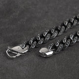 Men's Stainless Steel Cuban Chain Carved Bracelet