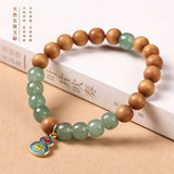 Cloisonne Lucky Gourd Pendant Sandalwood Bracelet Dongling Jade Beads