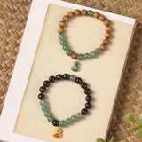 Cloisonne Lucky Gourd Pendant Sandalwood Bracelet Dongling Jade Beads