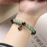 Cloisonne Lucky Gourd Pendant Sandalwood Bracelet Dongling Jade Beads