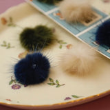 Retro mink fur ball earrings diy making accessories