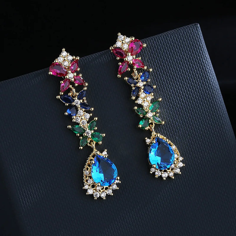 Retro Zircon Earrings 925 Silver High-End Palace Women's Party Jewelry