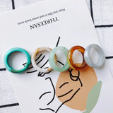 Colorful Resin Acrylic Ring - Geometric Round All-Match Jewelry
