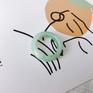 Colorful Resin Acrylic Ring - Geometric Round All-Match Jewelry