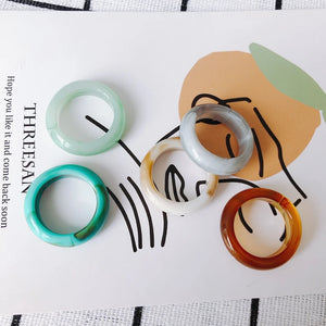Colorful Resin Acrylic Ring - Geometric Round All-Match Jewelry