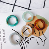 Colorful Resin Acrylic Ring - Geometric Round All-Match Jewelry