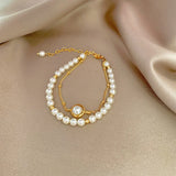 Vintage Double Layer Pearl Bracelet for Unique Palace Style
