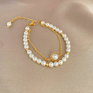 Vintage Double Layer Pearl Bracelet for Unique Palace Style
