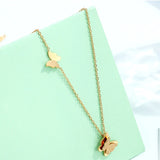 Butterfly Pendant Necklace Stainless Steel Long Chain Sweater Charm