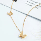 Butterfly Pendant Necklace Stainless Steel Long Chain Sweater Charm