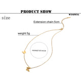 Butterfly Pendant Necklace Stainless Steel Long Chain Sweater Charm