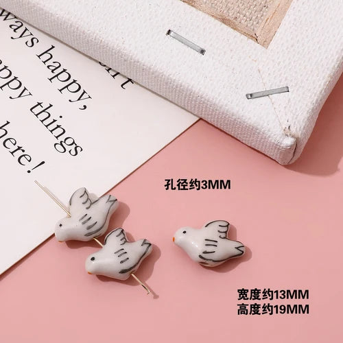 Hand Painted Goldfish Butterfly Ceramic Beads DIY Jewelry Bracelet Necklace