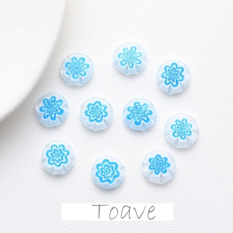 Colored Glaze Flat Beads DIY Jewelry Material