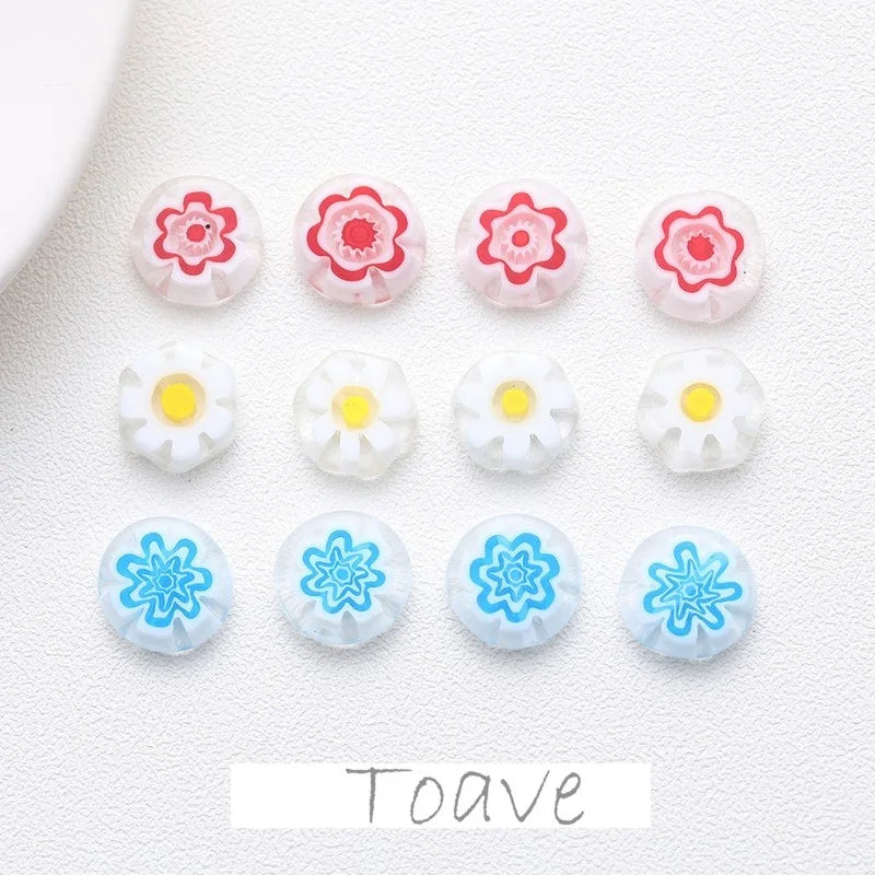 Colored Glaze Flat Beads DIY Jewelry Material