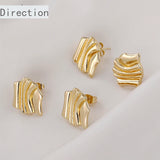 Geometric Wave Water Pattern Silver Needle Earrings