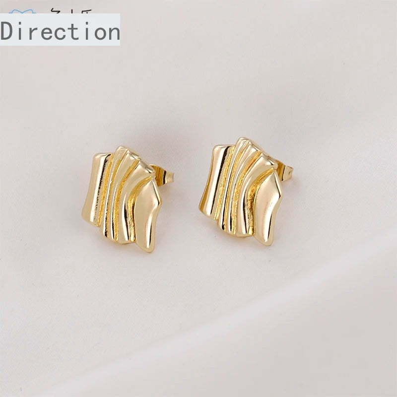 Geometric Wave Water Pattern Silver Needle Earrings