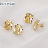 Geometric Wave Water Pattern Silver Needle Earrings