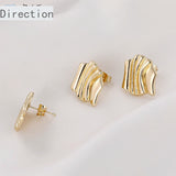 Geometric Wave Water Pattern Silver Needle Earrings