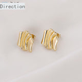 Geometric Wave Water Pattern Silver Needle Earrings