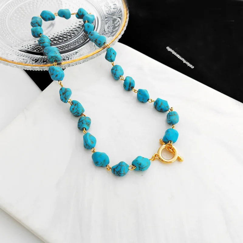 Retro Stone Necklace Choker Exaggerated Clavicle Chain Jewelry
