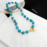 Retro Stone Necklace Choker Exaggerated Clavicle Chain Jewelry
